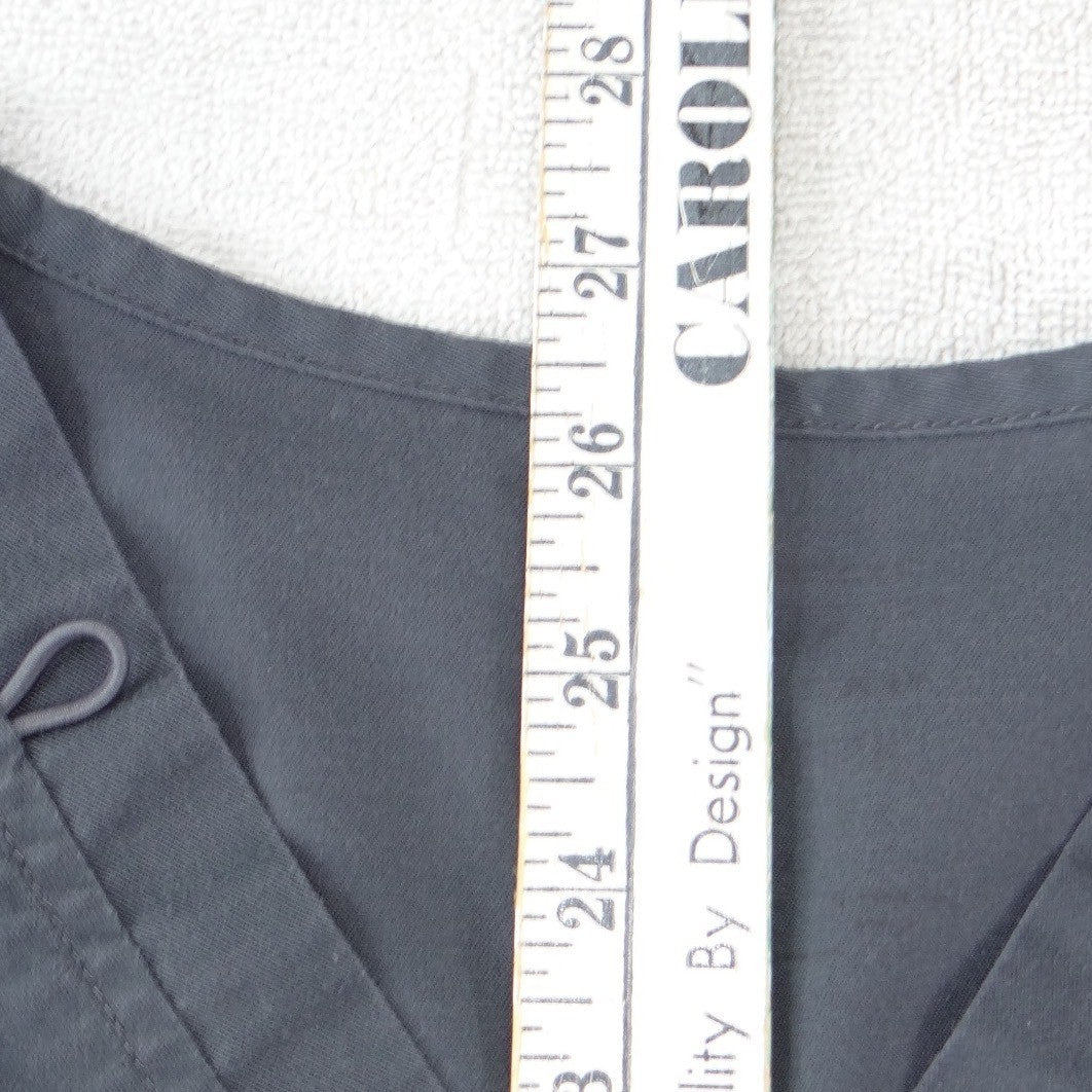 Cherokee Workwear Womens V-Neck Scrub Top Dark Gray Pockets Size XL