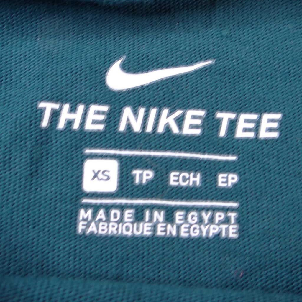 Nike Womens Long Sleeve Cropped T-Shirt Teal Green Logo Tape XS