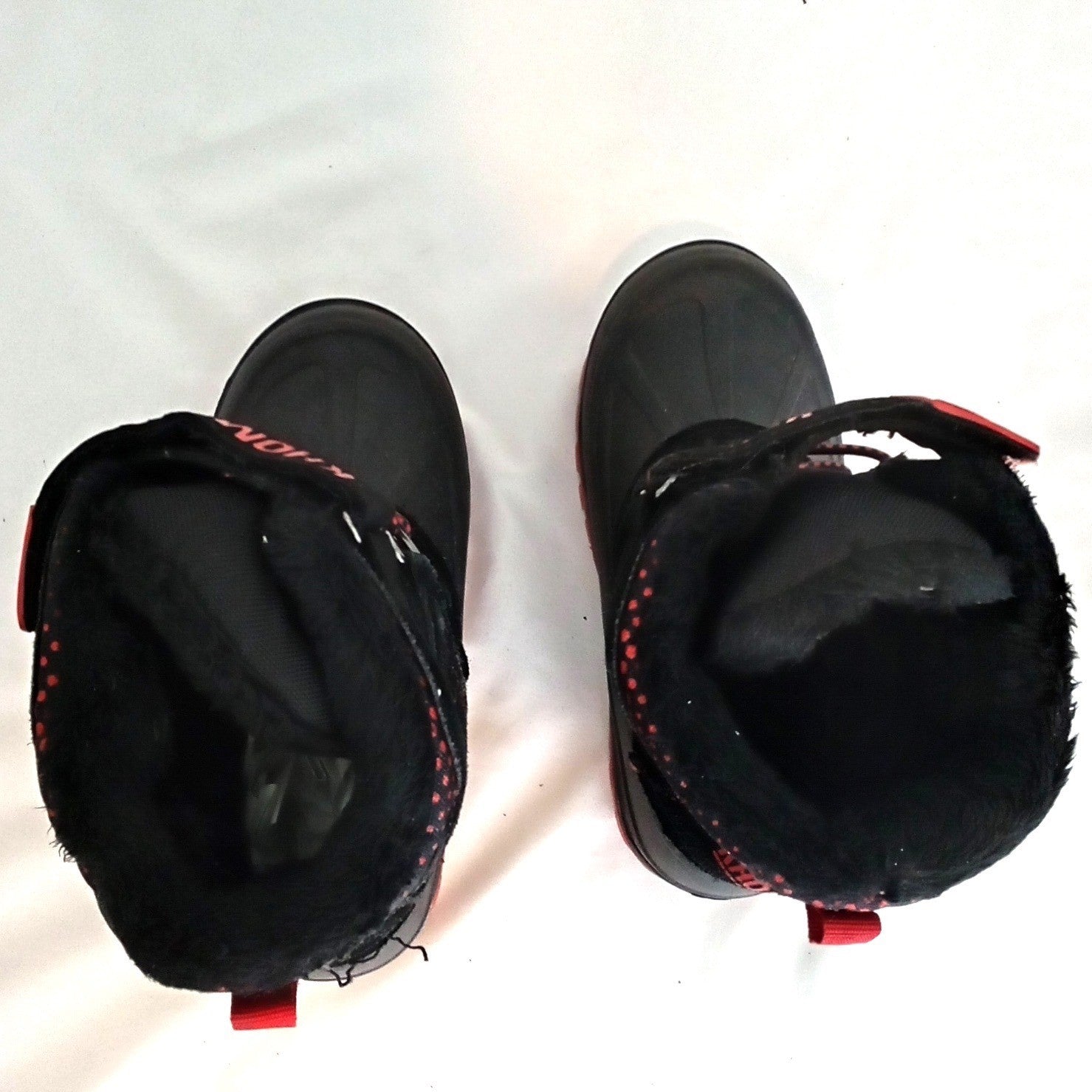 Khombu Hickory Kids Black Red Leather Faux Fur Lined Snow Boots Size 11M 801461