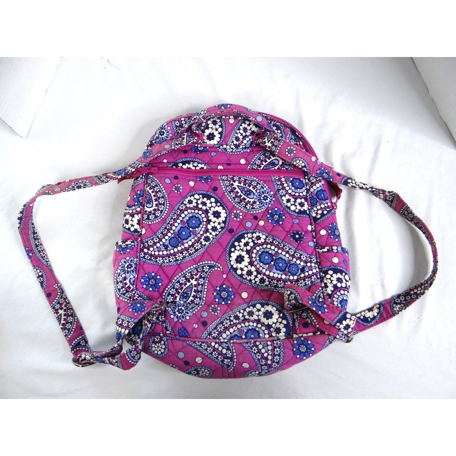 Vera Bradley Purple Paisley Quilted Cotton Backpack and Matching Wristlet Set