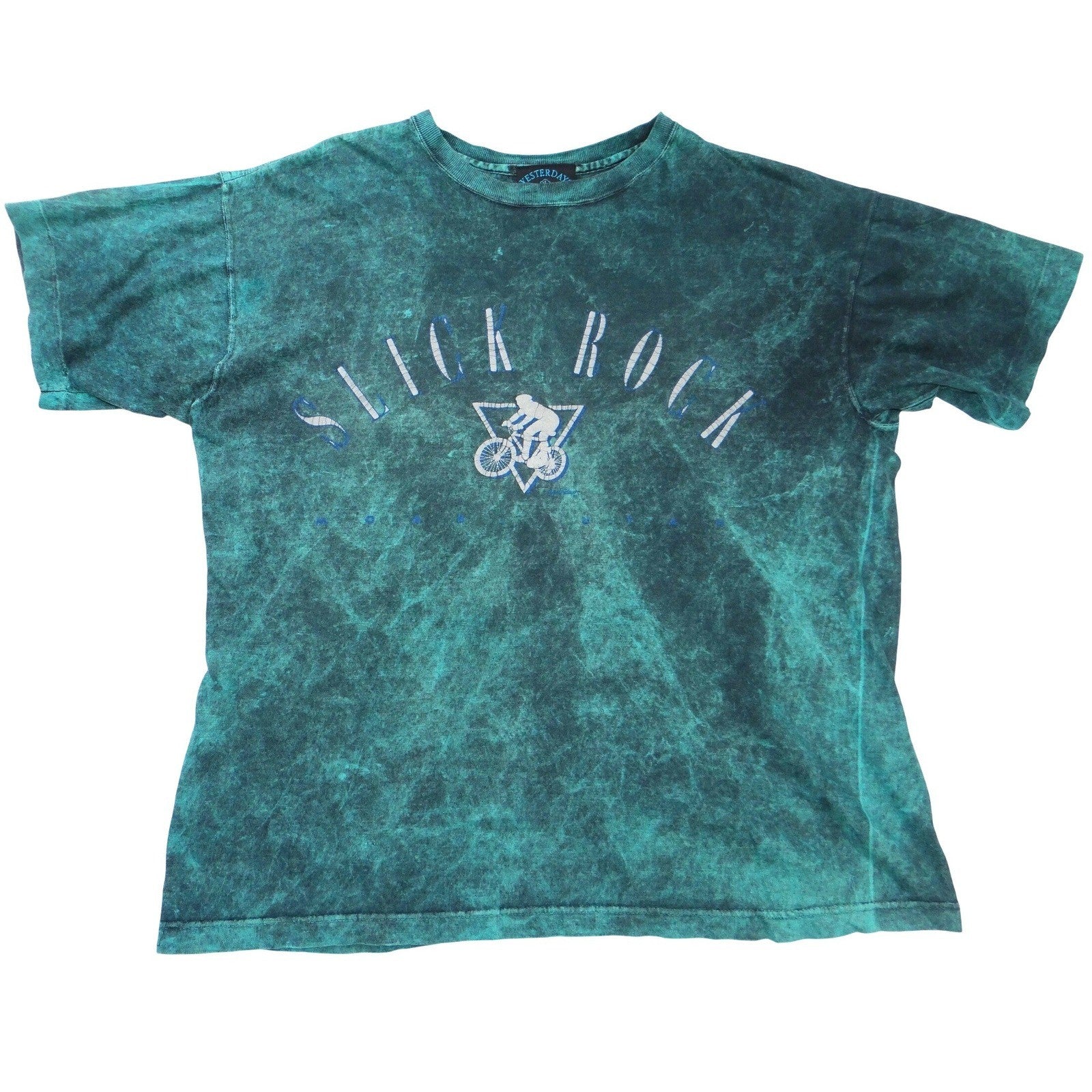 Yesterdays Slick Rock Moab Utah Acid Wash Graphic Tee Teal Mens Large