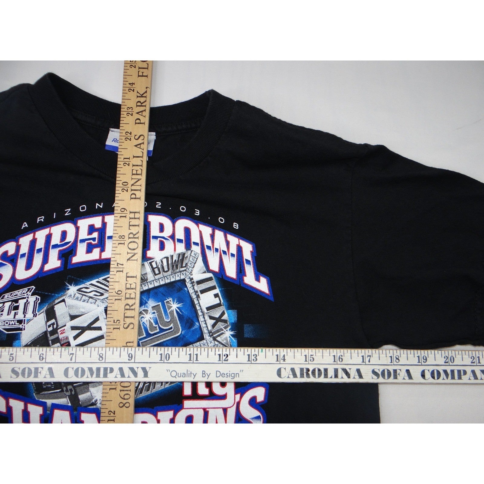 New York Giants Super Bowl XLII Champions Black Reebok T Shirt Men's Size L