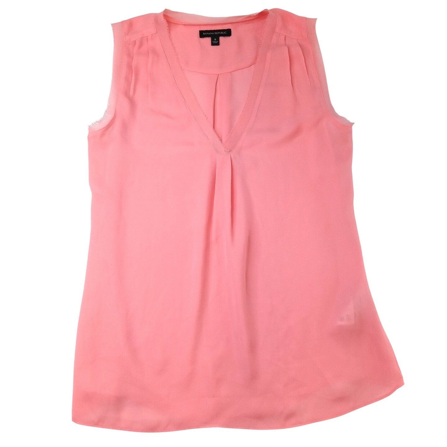 Banana Republic Coral Pink Sleeveless V Neck Tunic Top Blouse Women's Size S