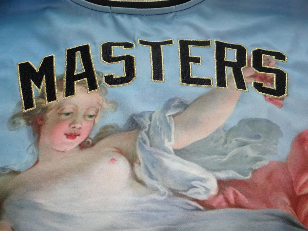 Artistic Print Short Sleeve Men's T-Shirt with 'Pablo' and 'Masters' Lettering