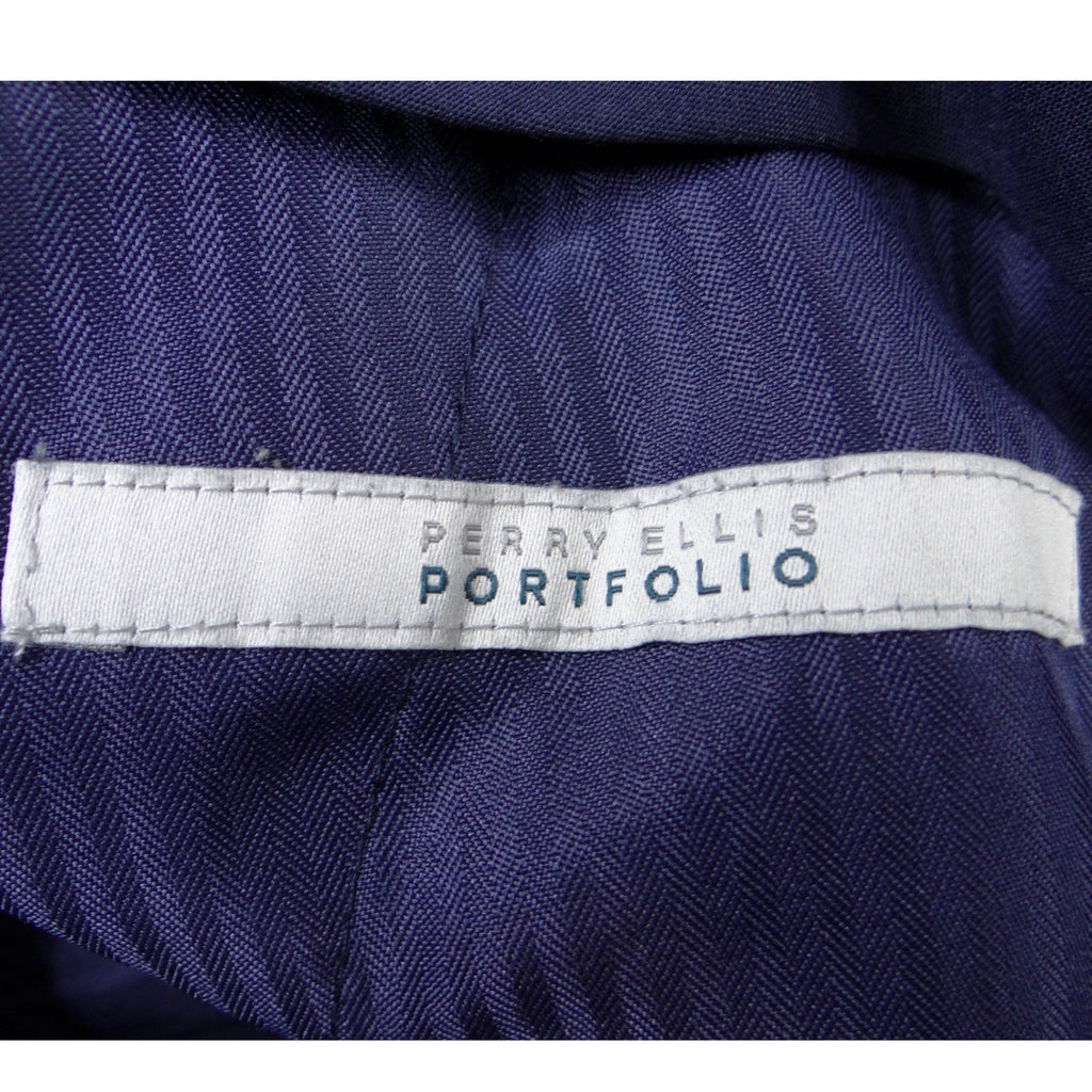 Perry Ellis Portfolio Mens Slim Fit Blue Textured Dress Pants 36x32 Flat Front