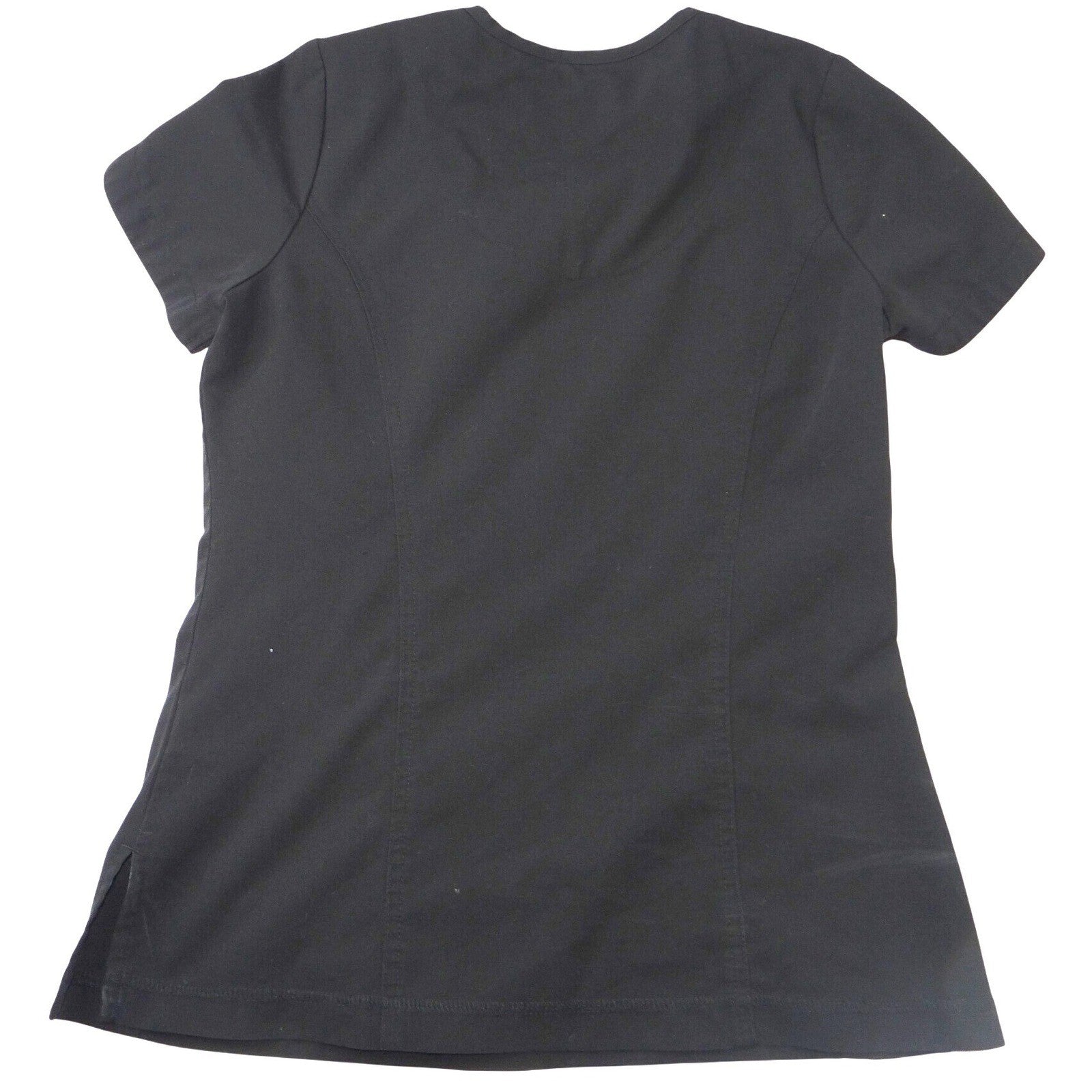 Betsey Johnson Black V Neck Scrub Top Short Sleeve Lips Roses Print XXS