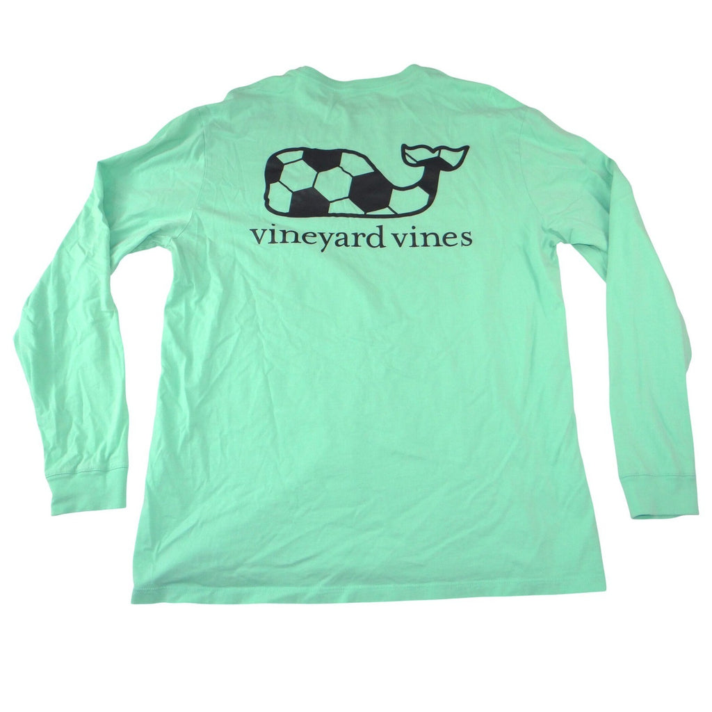 Vineyard Vines Mens L Soccer Whale Long Sleeve Pocket T-Shirt Mint Green
