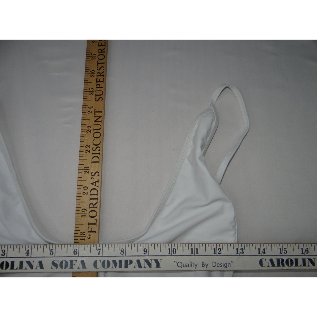 NWT-Shekini Womens White Button Front High Cut Thong One Piece Swimsuit XL