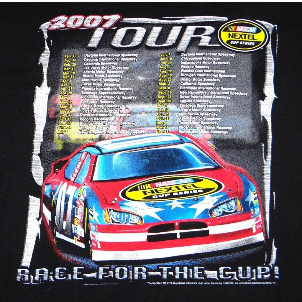 Y2K NASCAR Nextel Cup Series 2007 Tour TShirt Mens 3X Black Graphic Double Sided