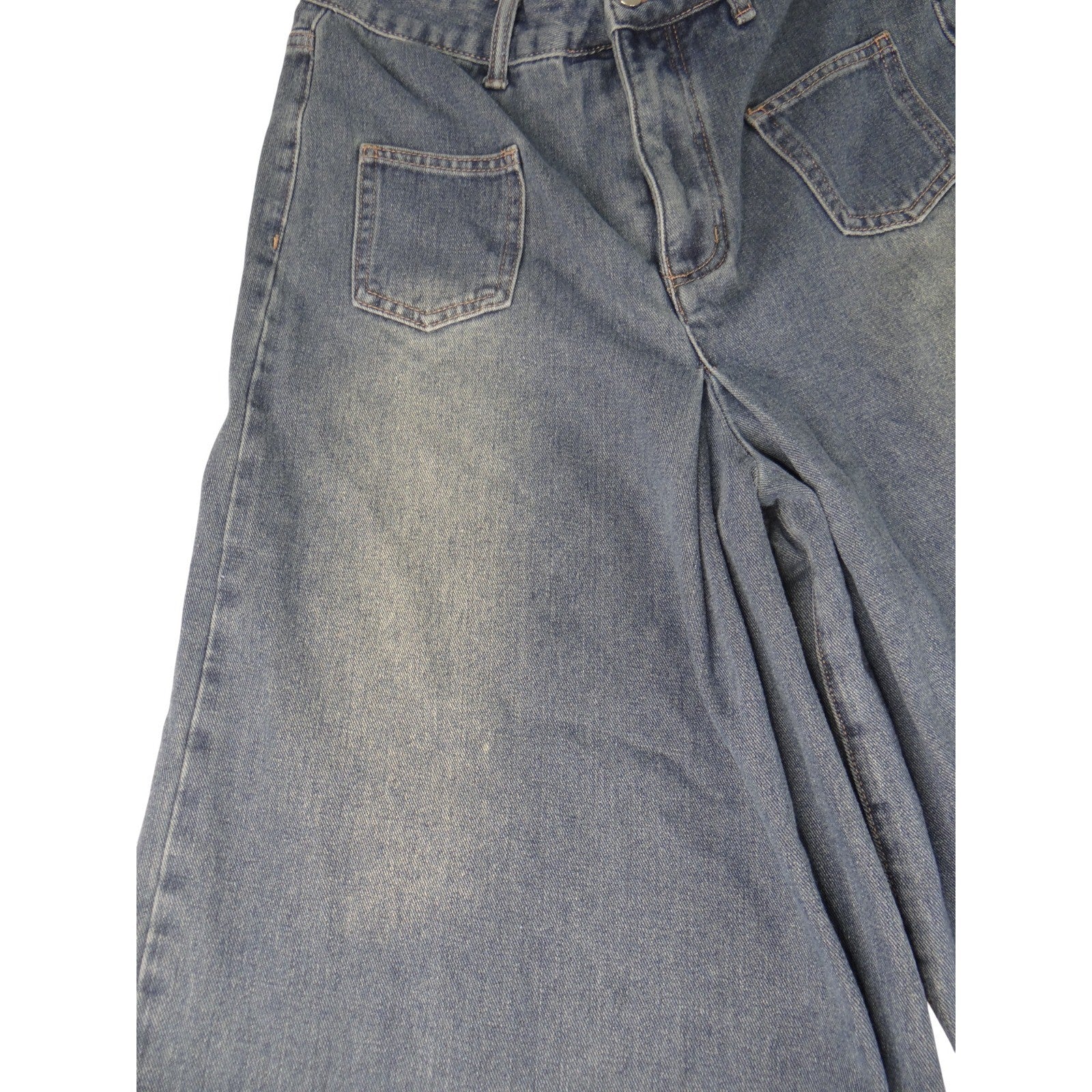Y2K inspired Extreme Wide Leg Denim Jeans Cropped Raw Hem On Trend