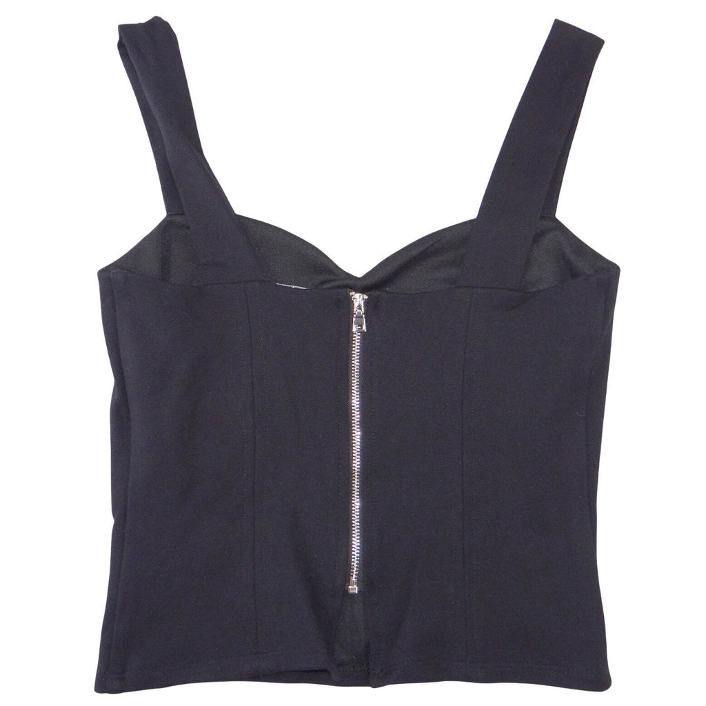 Bar III Womens Black Sweetheart Neck Cropped Tank Top Back Zip Bodice XS