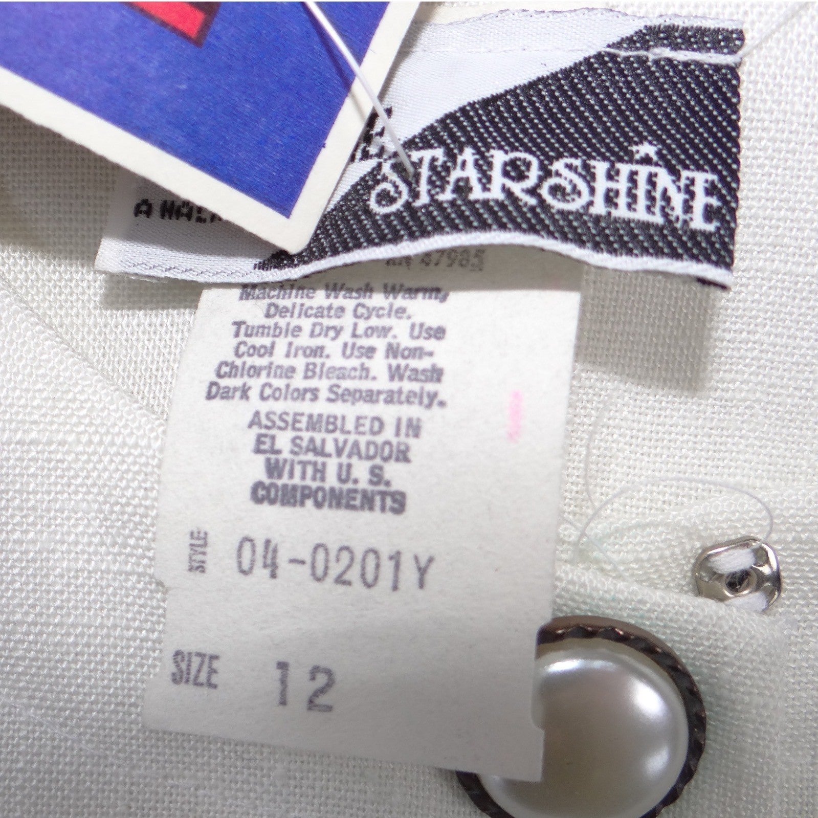 NWT Vintage Sunshine Starshine Women Navy White Pleated Drop Lace Waist Dress 12