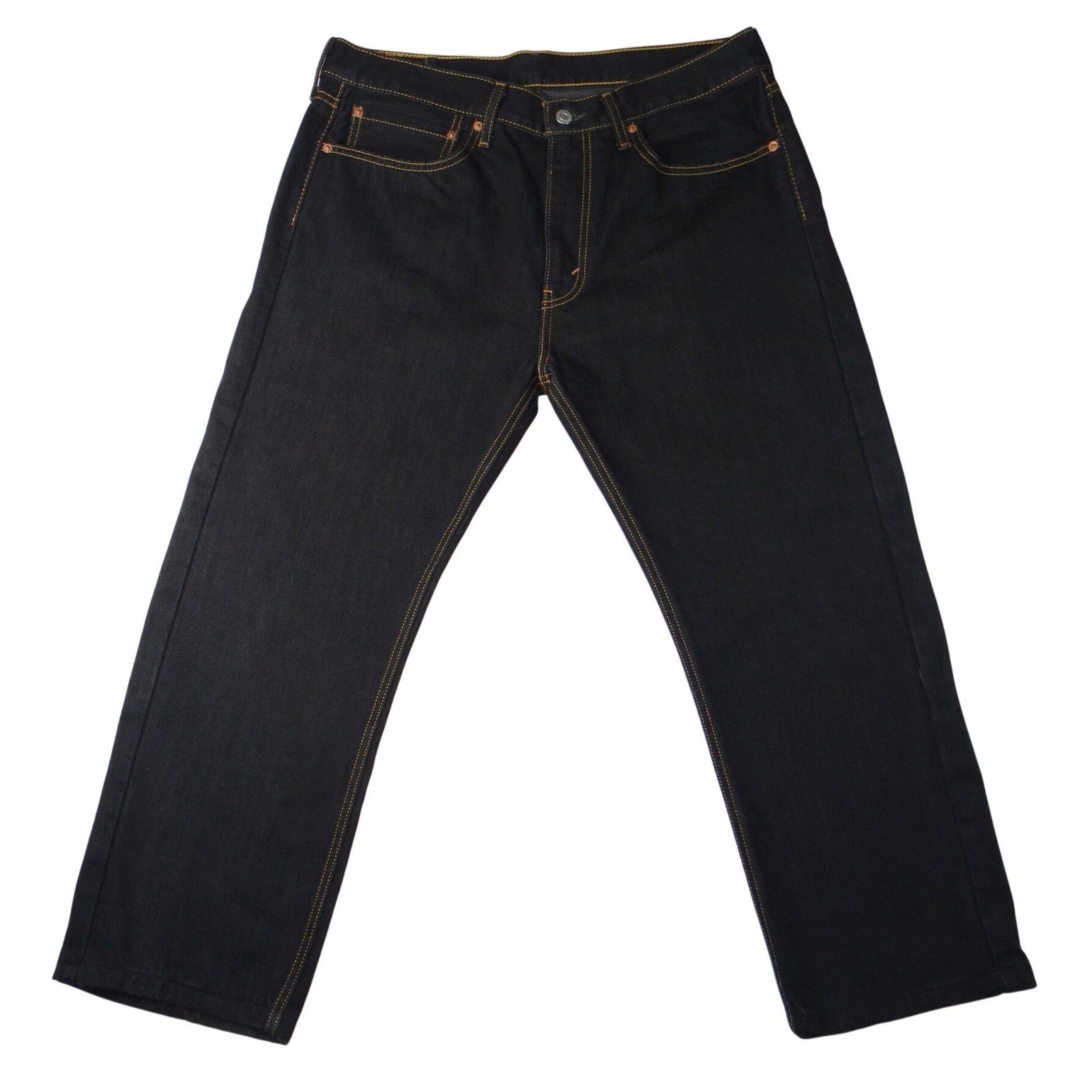 Altered Custom Levi Strauss 505 Mens Black Straight Fit Jeans Size 34x24