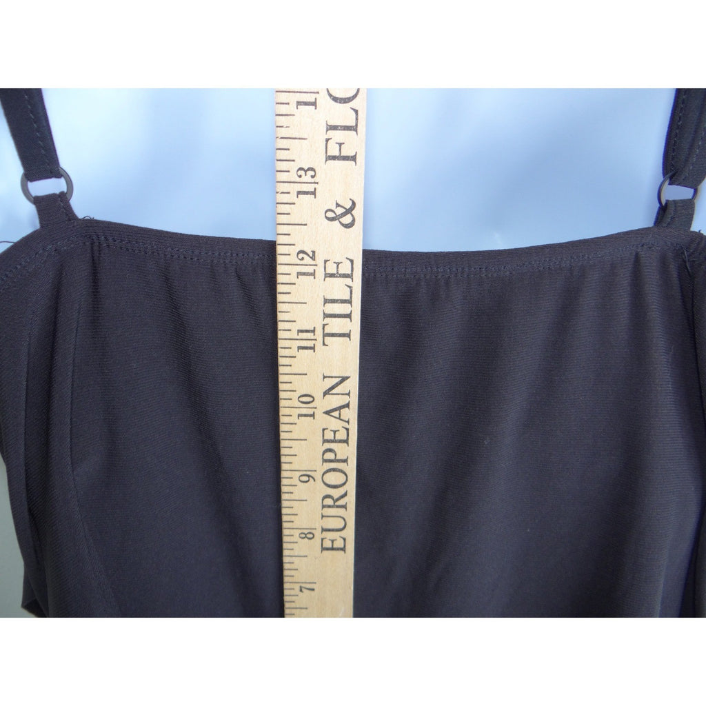 Aqua Green Womens Tiered Ruffle Tankini Top Black Adjustable Straps L