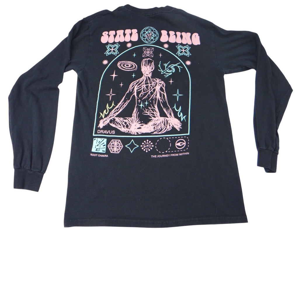 Dravus Heading Nowhere State of Being Graphic Long Sleeve T Shirt Black Small