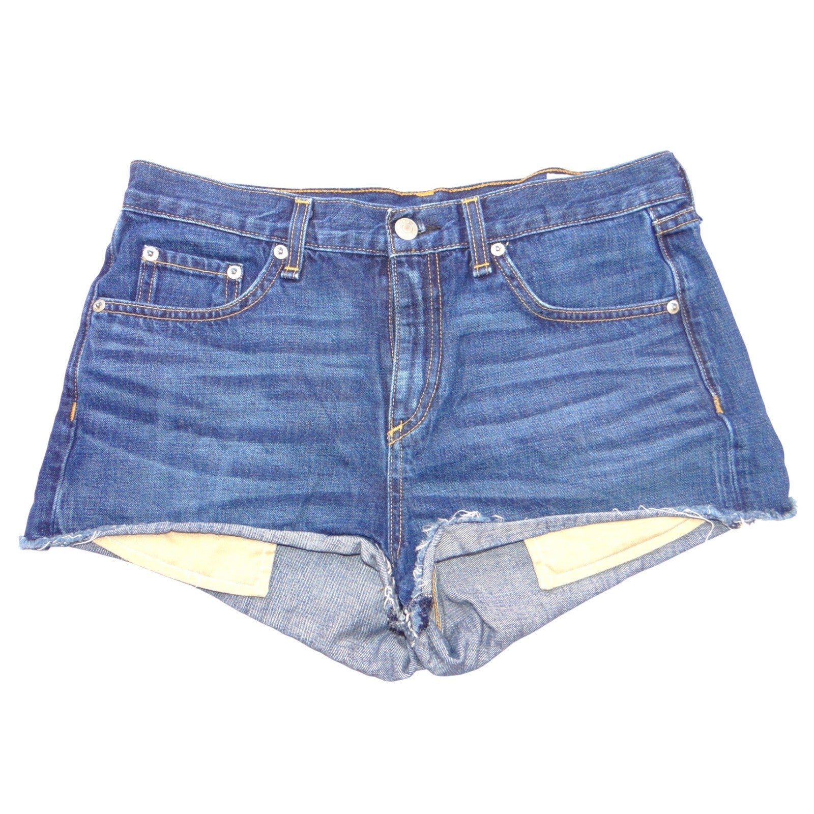 Rag & Bone JEAN Dark Wash Raw Hem Cut-Off Denim Shorts Size 28 Blue