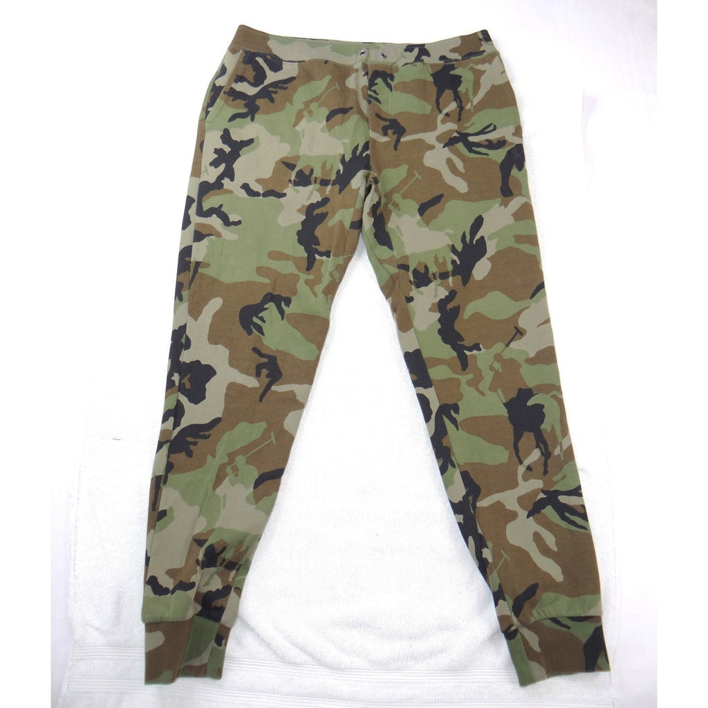 Polo Ralph Lauren Mens Camo Pony Player Jogger Sweatpants Green Brown Large L