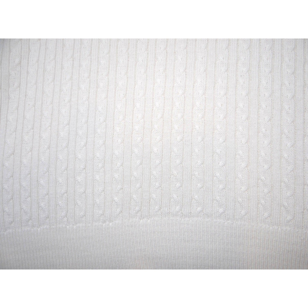 Alfred Dunner Women's White Cable Knit Short Sleeve Sweater Top Sz M Made in USA