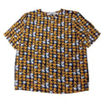 Laura and Jayne Womens Top Size 10 Mustard Navy White Floral Short Sleeve
