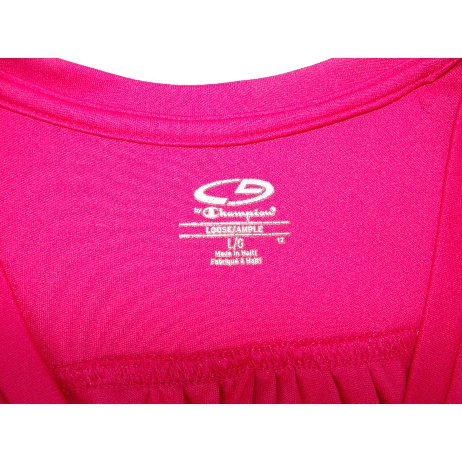Champion Dark Pink V Neck Sleeveless Athletic Tank Top Size L G Loose Fit