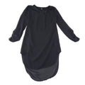 Mossimo Womens XS Black High Low Tunic Blouse Long Sleeve Split Neck Top
