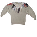 Vintage Unique Maurada Embellished Sweater Beige Knit Dolman Sleeve Women's M