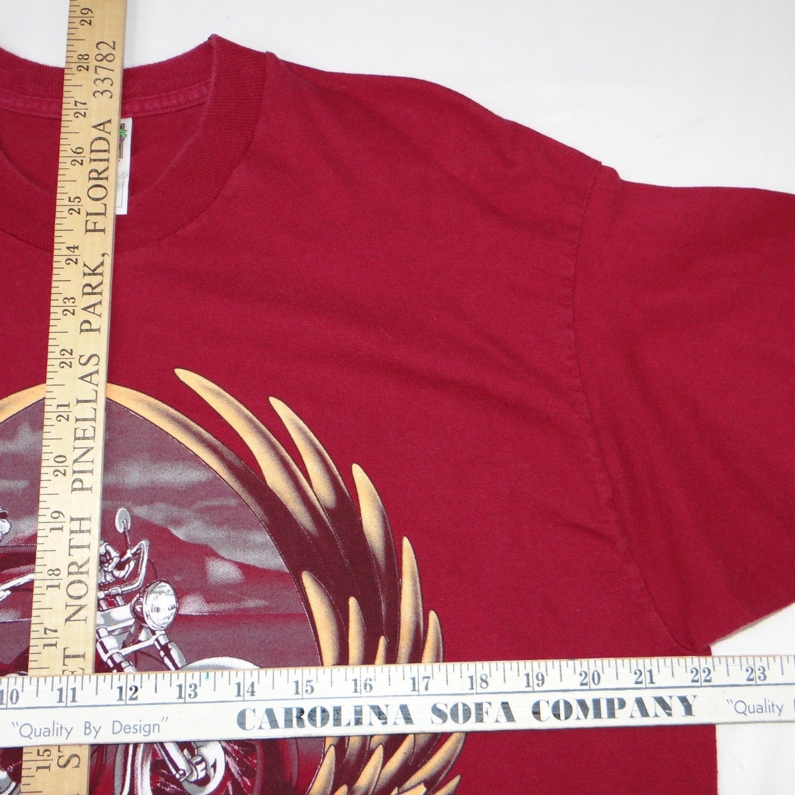 Vintage Red Skeleton Biker Bad To The Bone Tee Hollister Calif Mens XL