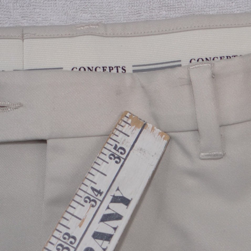 Concepts by Claiborne Beige Straight Leg Trousers Mens 42x31 Flat Front Pants