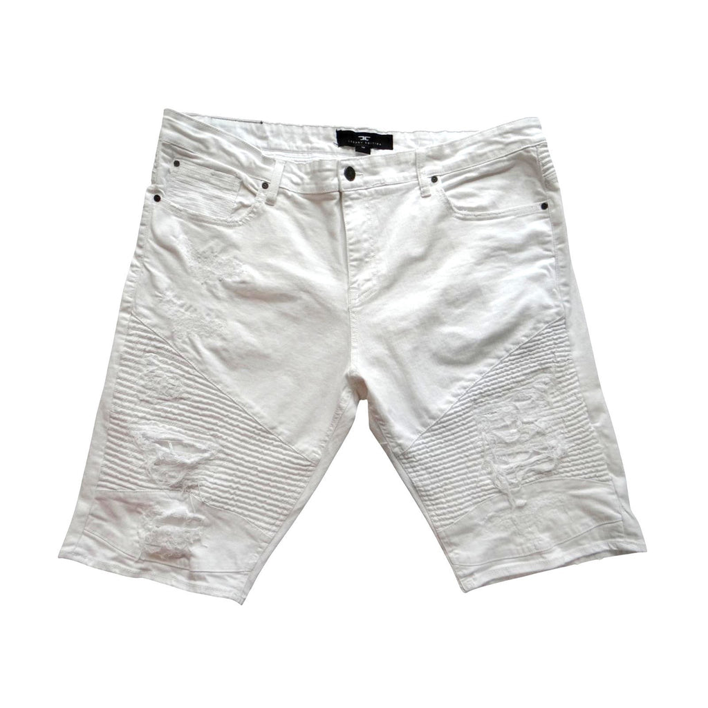 Men's White Distressed Denim Shorts