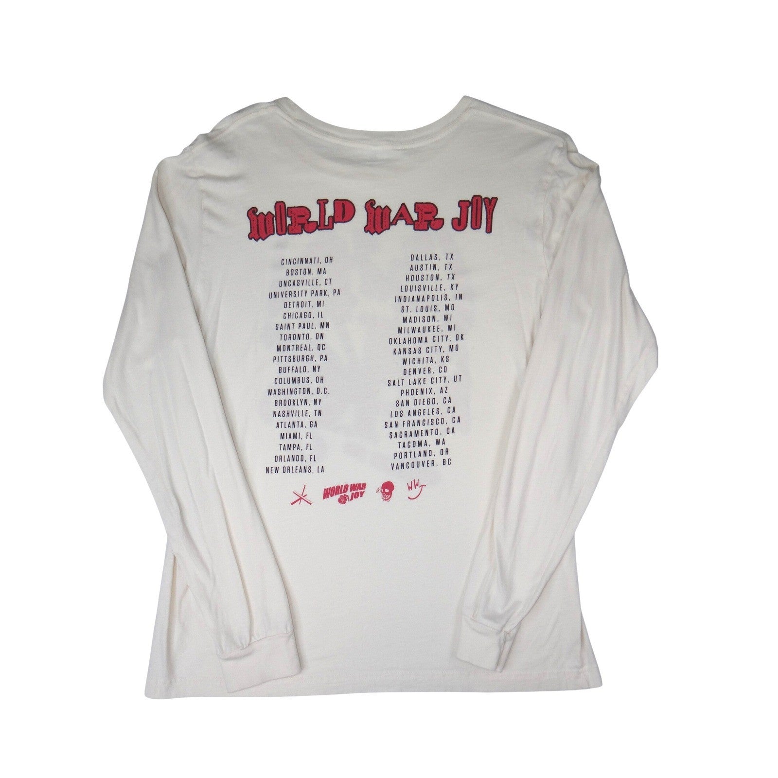 The Chainsmokers World War Joy Long Sleeve Tour Graphic T Shirt Cream Men Large