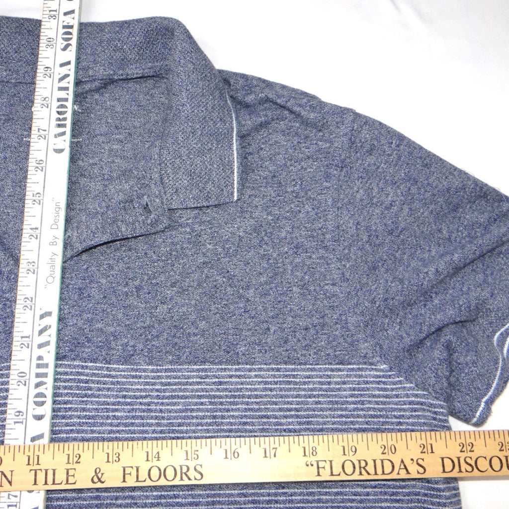 Goodfellow & Co Mens Standard Fit Heathered Stripe Polo Shirt Blue XL