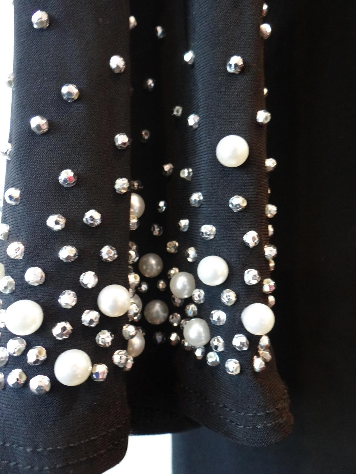 NWT Annalee and Hope Elegant Black Dress with Pearl and Rhinestone Sleeves