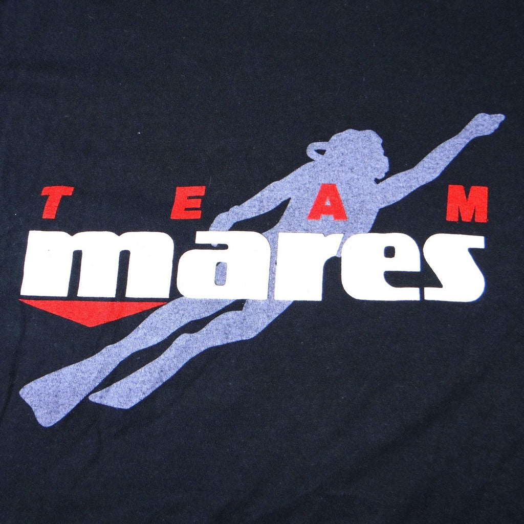 Vintage Mares Team Scuba Diver Graphic TShirt Mens L Black Short Sleeve Pocket