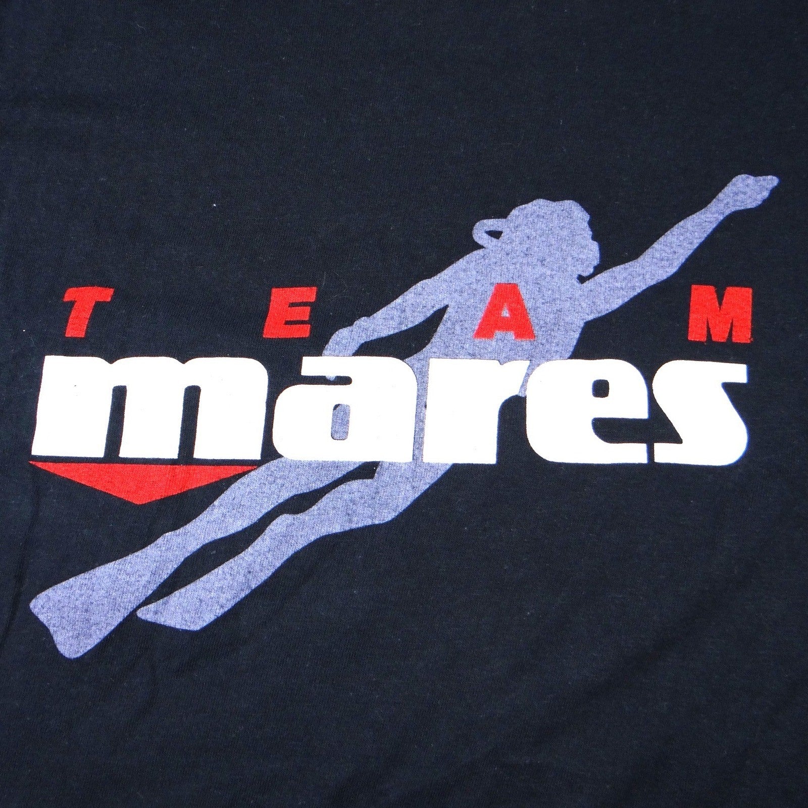 Vintage Mares Team Scuba Diver Graphic TShirt Mens L Black Short Sleeve Pocket