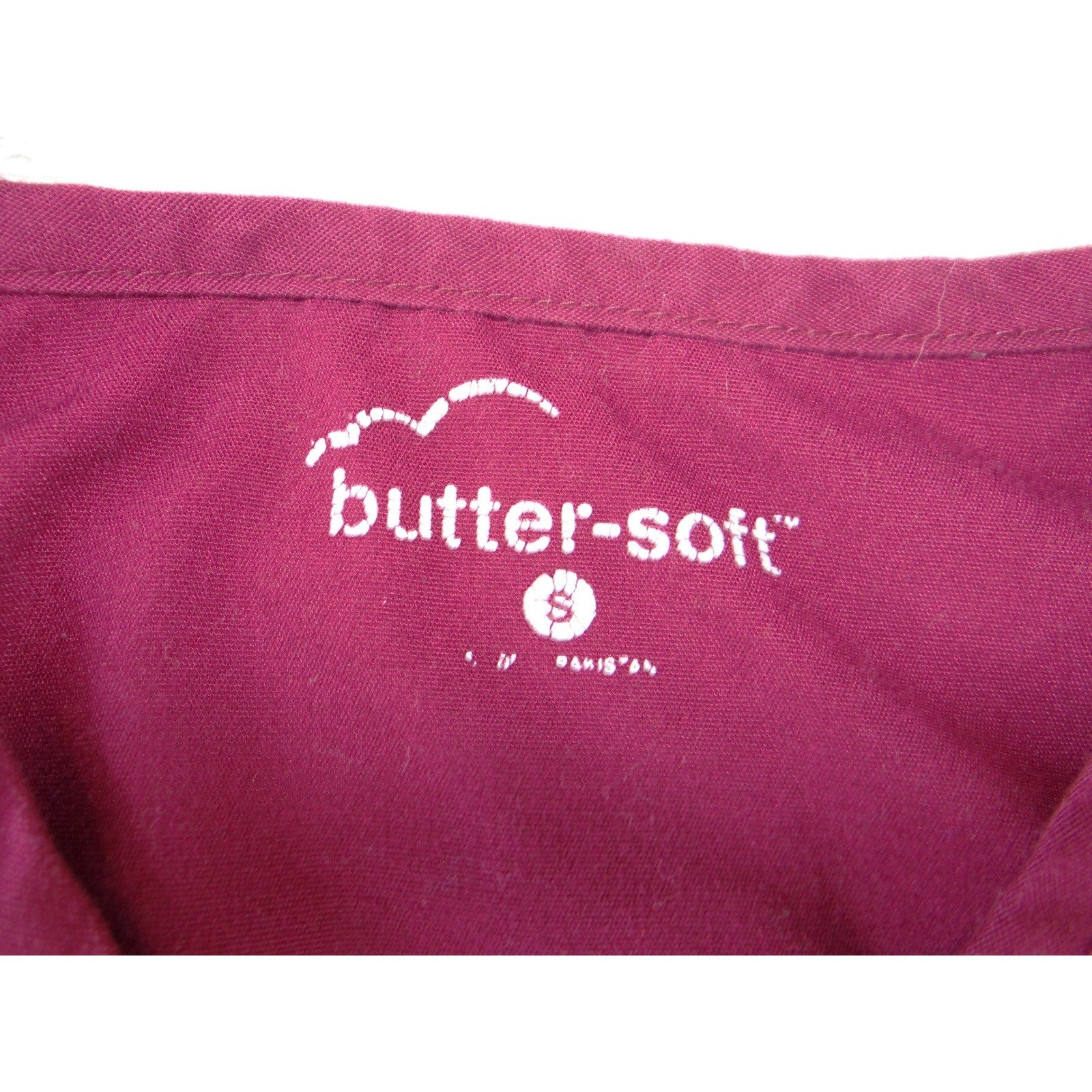 Butter-Soft Womens Scrub Set Burgundy V-Neck Top Elastic Waist Pants Size Small