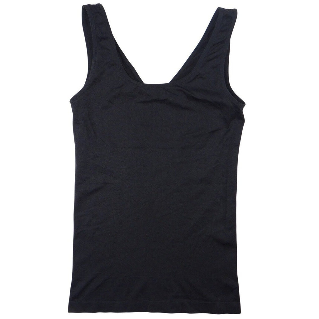 Womens Black V Neck Sleeveless Tank Top Basic Layering Seamless Fit M