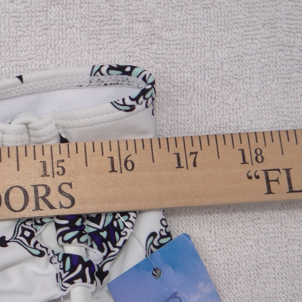 NWT-Rue Bleu by Rue21 Womens 1X High Waisted Bikini Bottoms Blue White Tiles