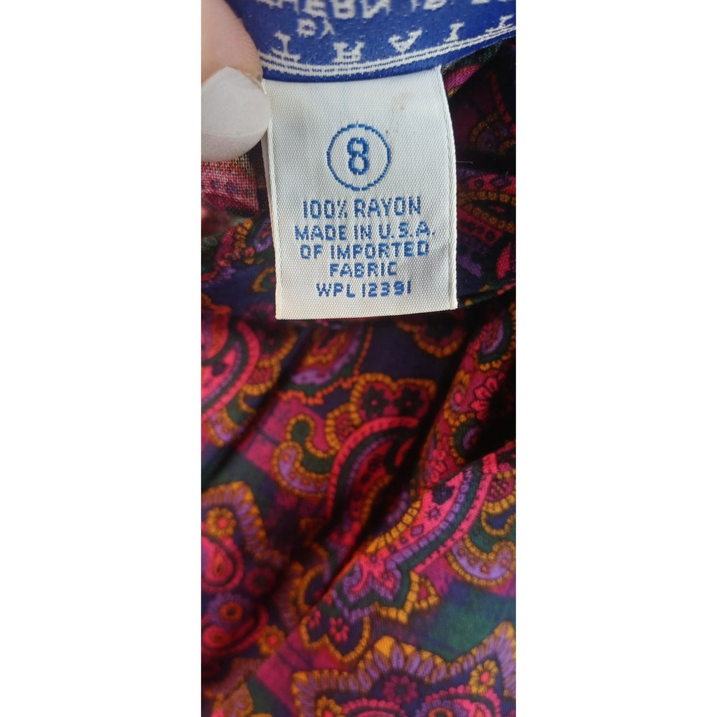 Portraits by Northern Isles Pleated Maxi Skirt Paisley Print Rayon Size 8