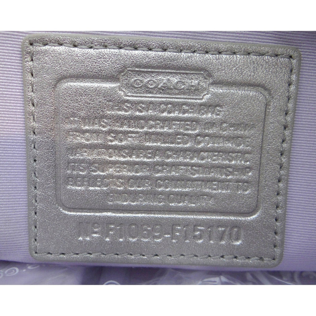 Coach Penelope Metallic Champagne Leather Shoulder Bag Turnlock F15170 Womens