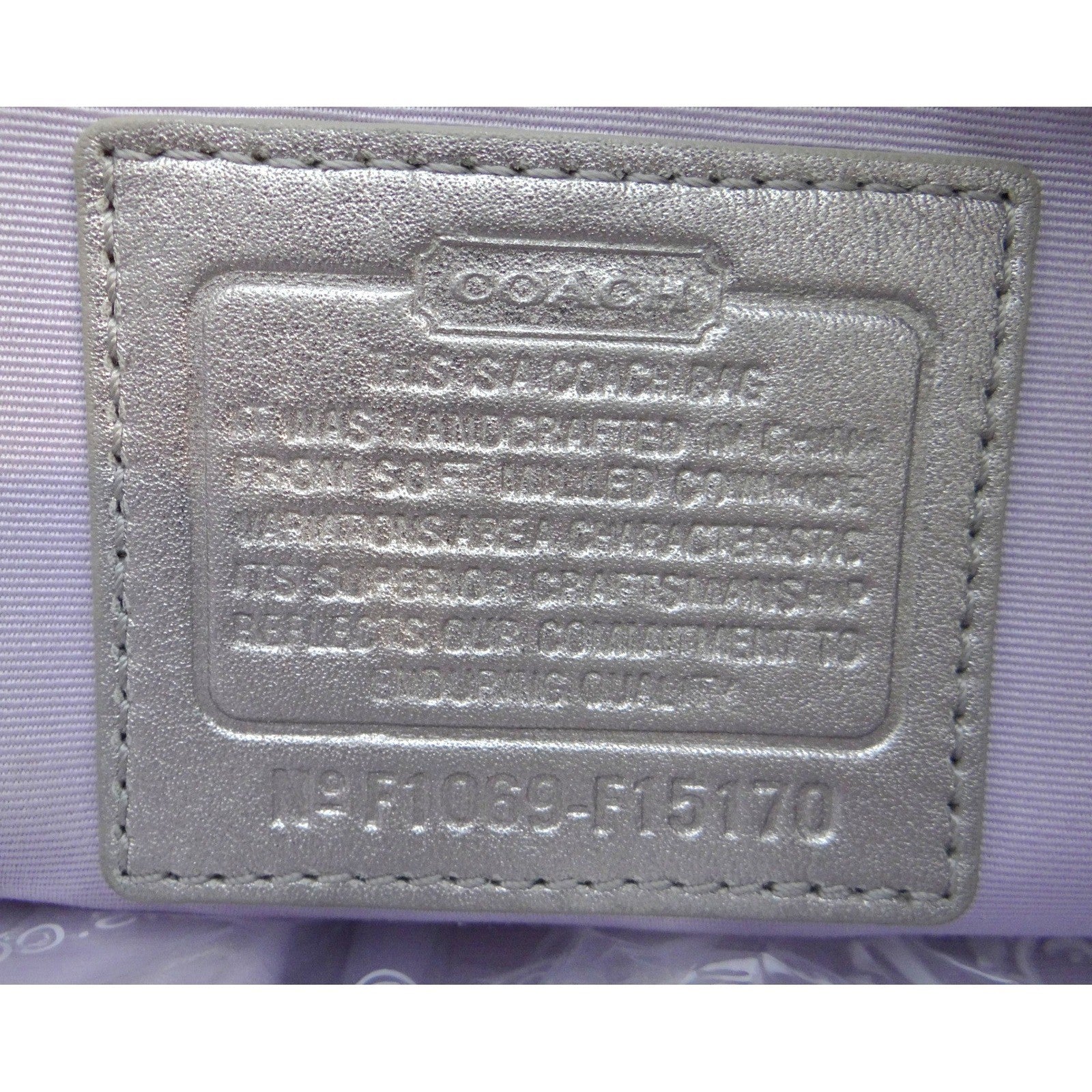 Coach Penelope Metallic Champagne Leather Shoulder Bag Turnlock F15170 Womens