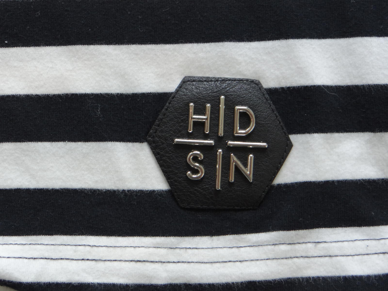 Hudson Outerwear Men's Black and White Striped T-Shirt with Lightning Bolt
