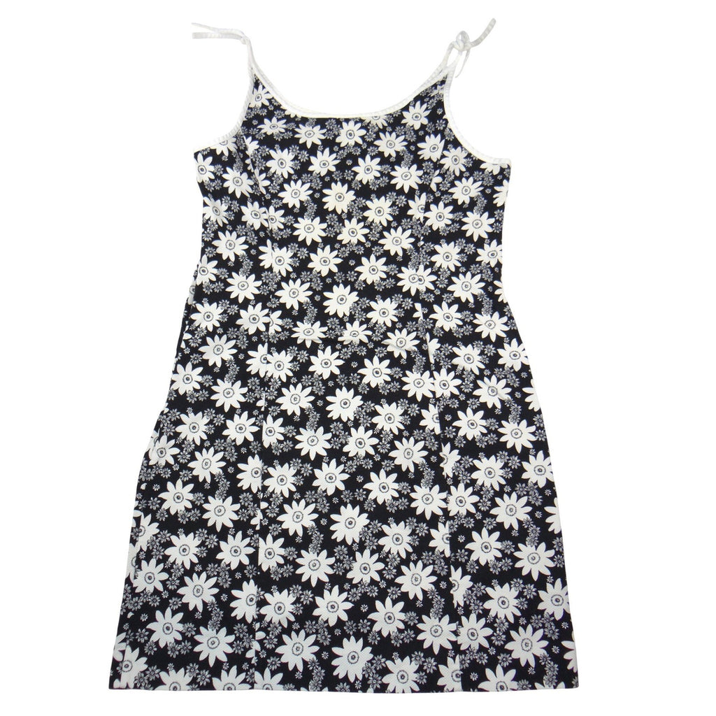 Ann Taylor Loft Womens 12P Black White Daisy Floral Canvas Sundress 2094