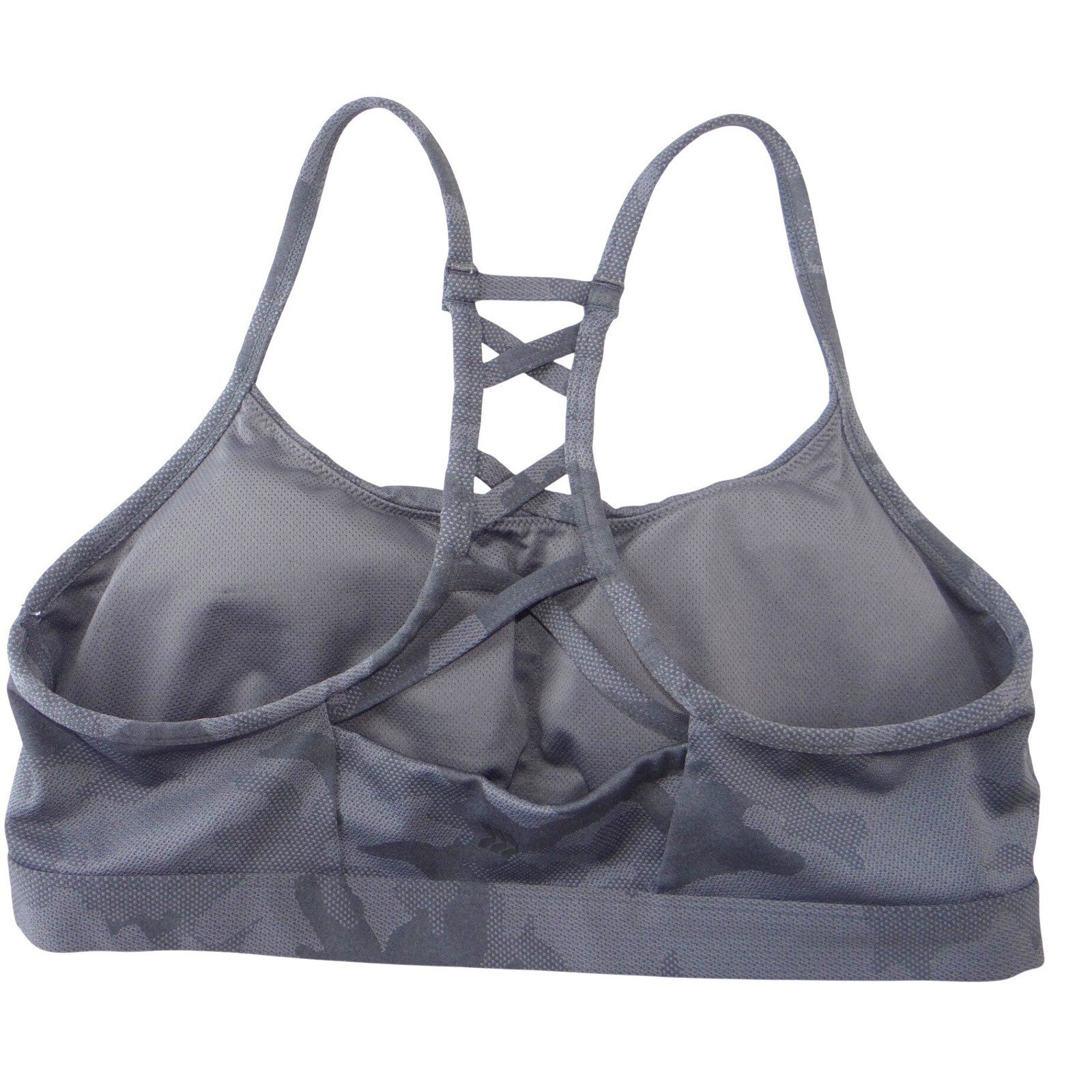 All in Motion Womens Gray Camo Strappy Lattice Back Sports Bra Size L