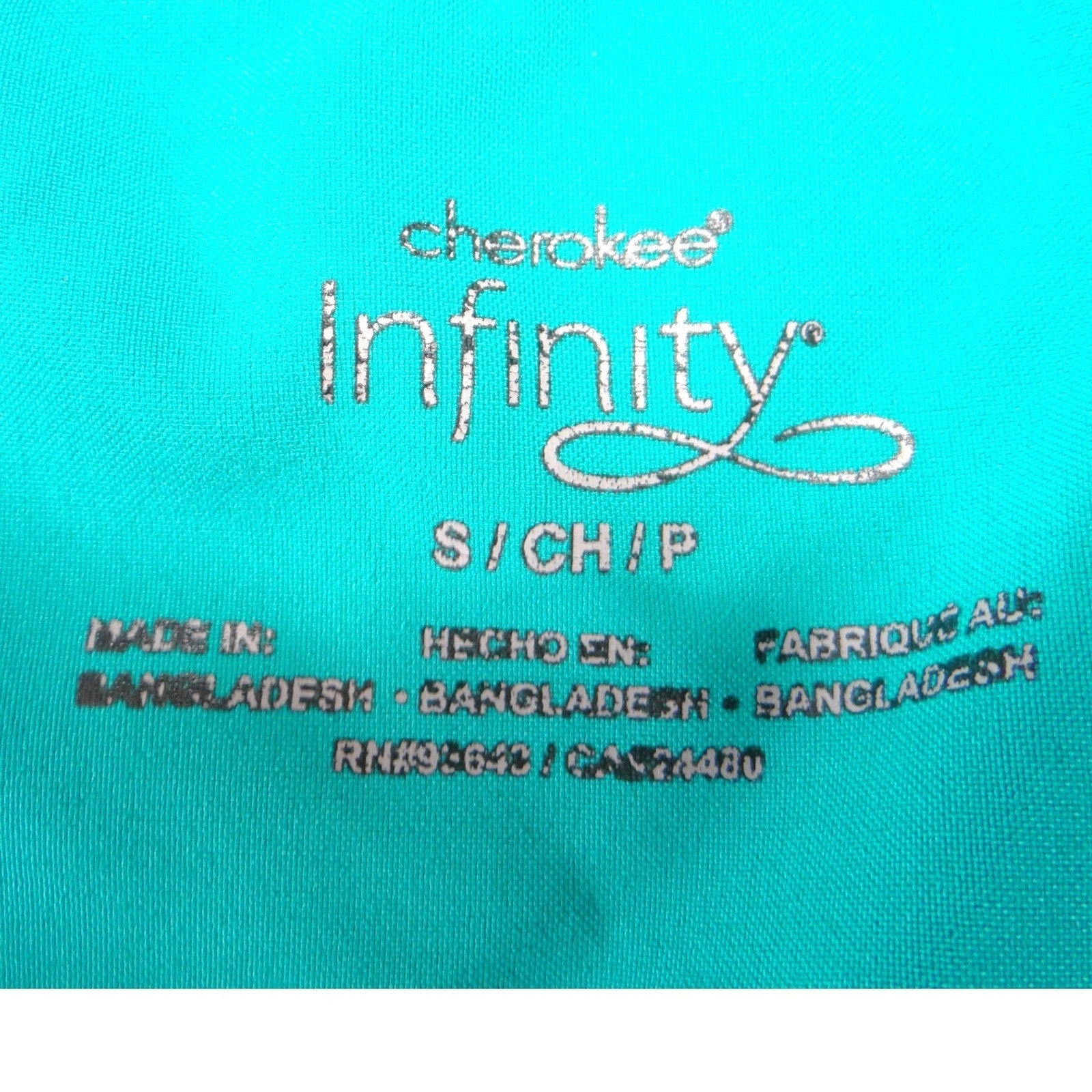 Cherokee Infinity Womens Teal Blue V-Neck Scrub Top Short Sleeve Size S