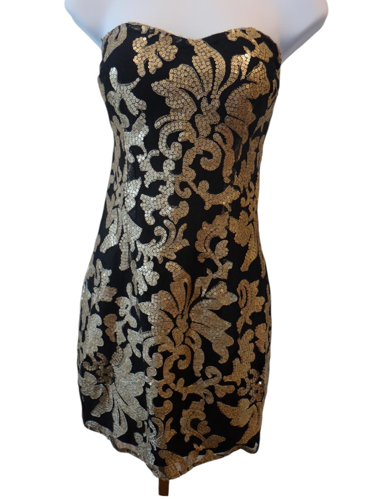 Glamorous Gianni Bini Black & Gold Strapless Dress - Size S