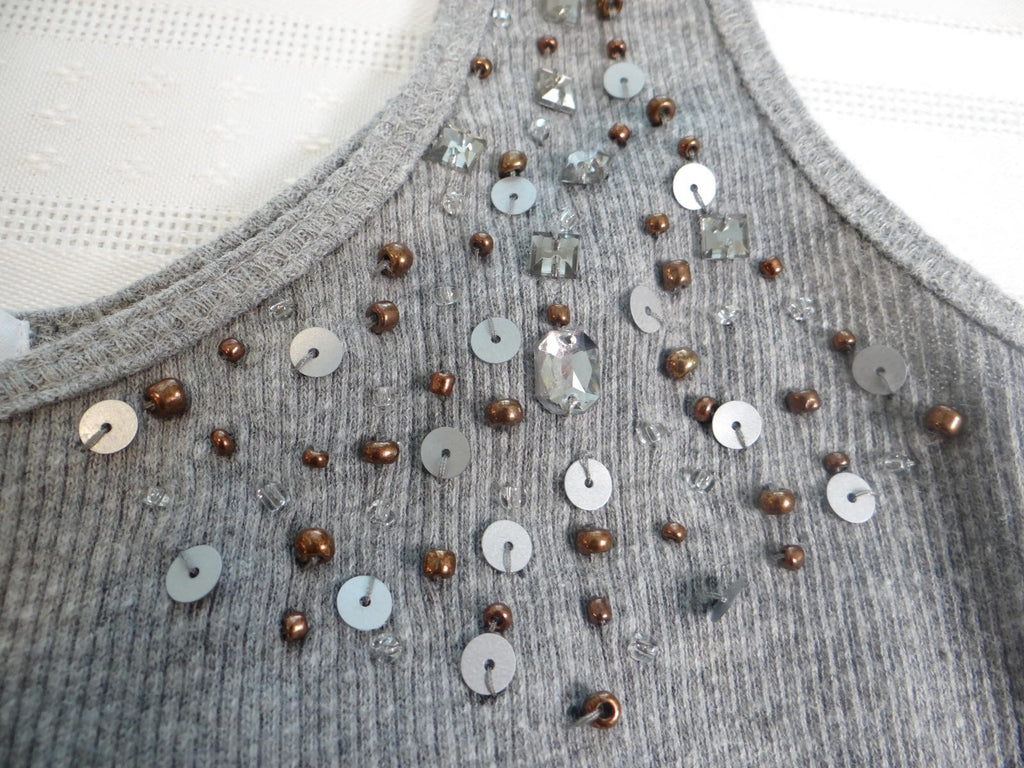 Vintage Denim & Co. Grey Embellished Tank Top