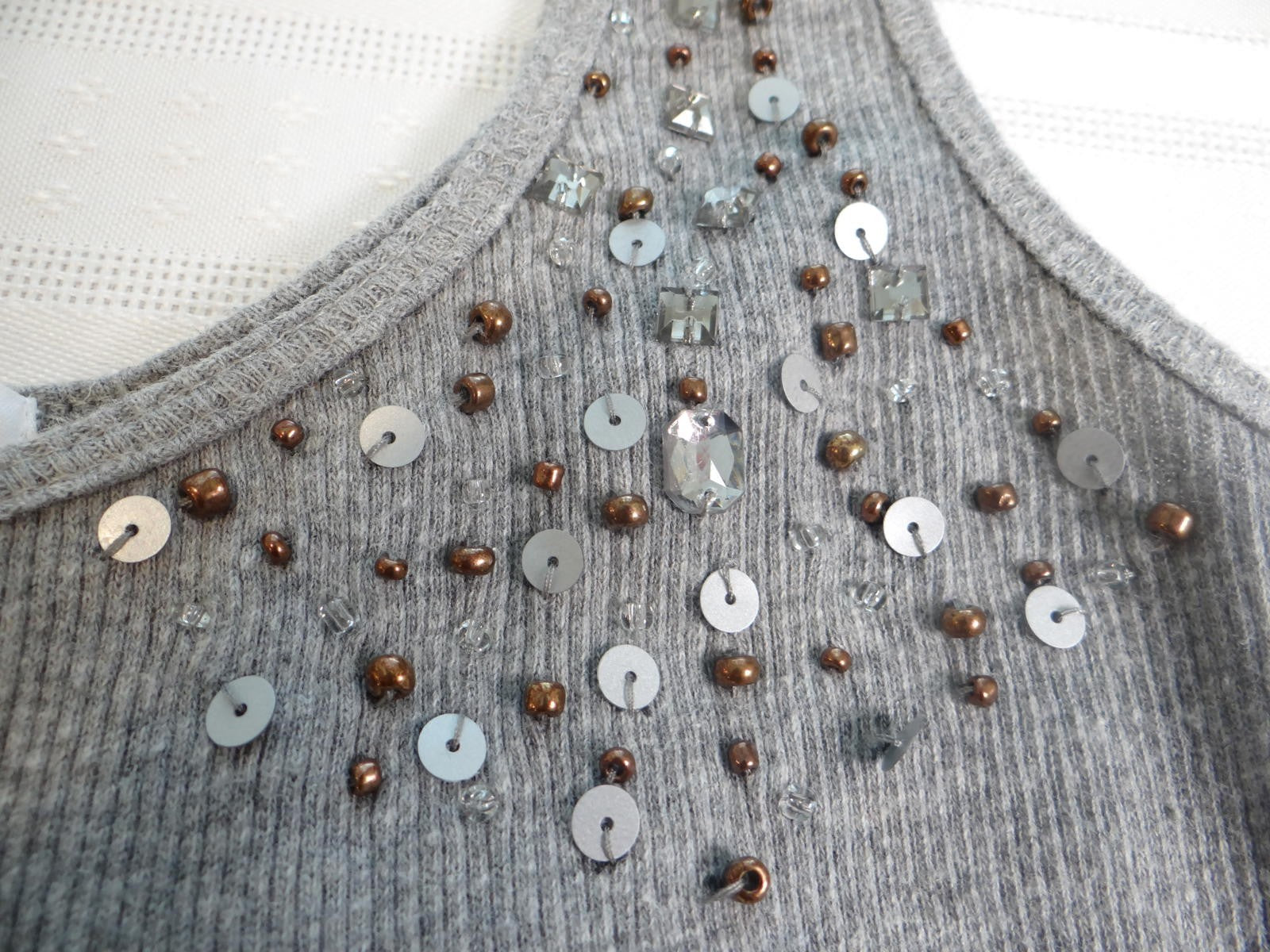 Vintage Denim & Co. Grey Embellished Tank Top