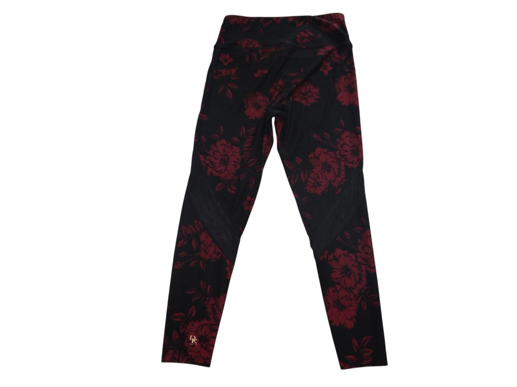 DK Active Floral Print Leggings - Black & Burgundy