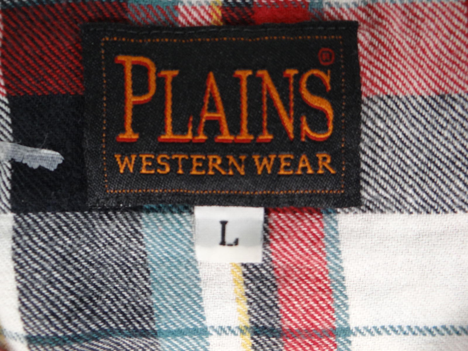 Plains Western Wear Plaid Button-Up Shirt Size Large