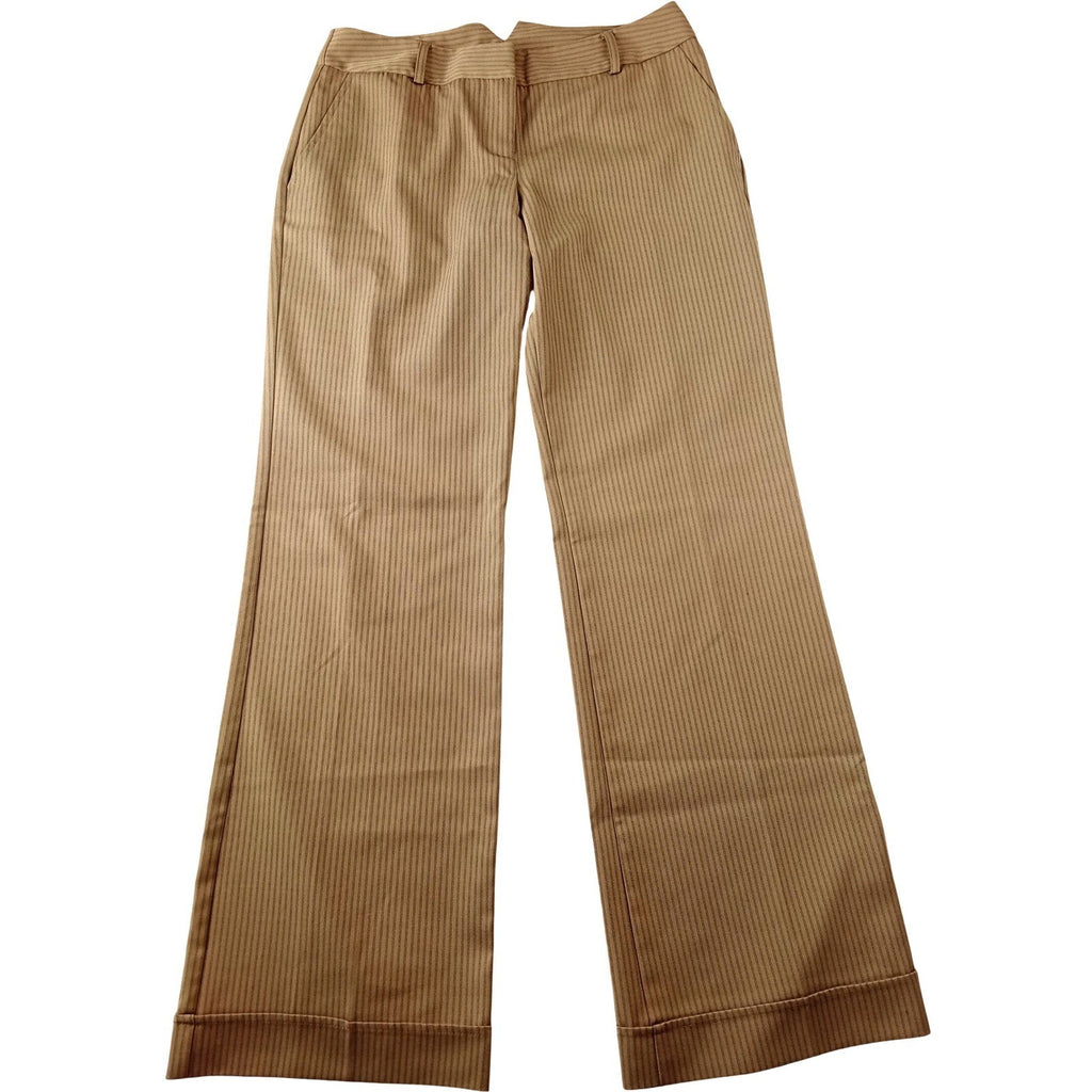 Y2K A. Byer Womens Tan Brown Pinstripe Wide Leg Dress Pants Trouser Size 9